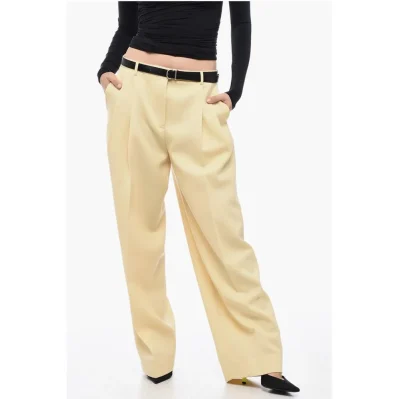 Grain de Poudre Wool Pants with Wide Leg