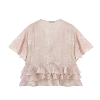 Laminated Embroidered Top