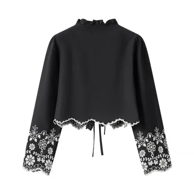 Stylish Simple And Versatile Hollow Embroidered Cotton Top