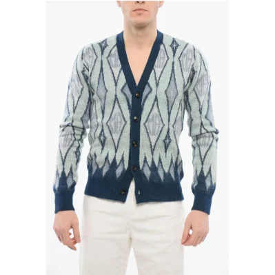 Diamond Patterned Mohair Blend Cardigan
