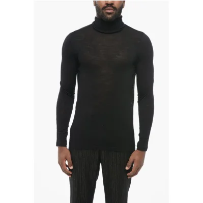 Extrafine Stretch Wool Sweater with Turtleneck