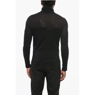 Extrafine Stretch Wool Sweater with Turtleneck