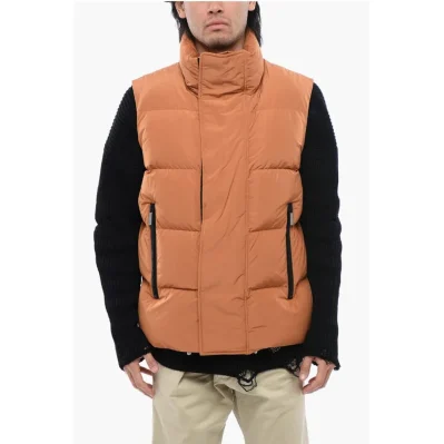 Sleeveless Down Jacket with Logoed Velcro