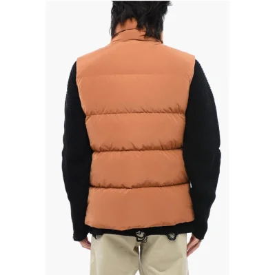 Sleeveless Down Jacket with Logoed Velcro