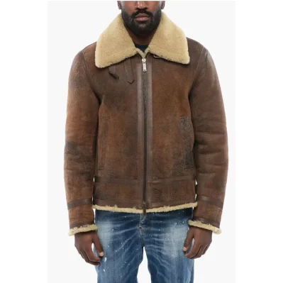Craquelé Leeather Shearling Jacket
