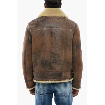 Craquelé Leeather Shearling Jacket