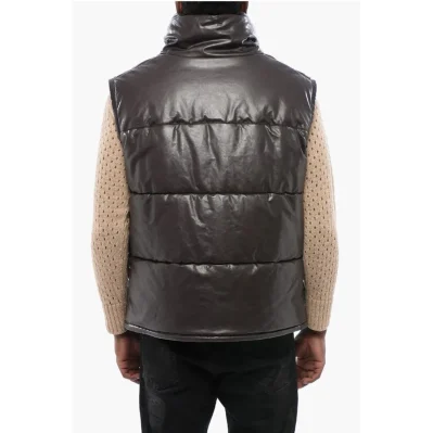 Eco-leather Sleeveless Down Jacket