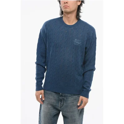 Crew Neck Cable Knit Cashmere Sweater