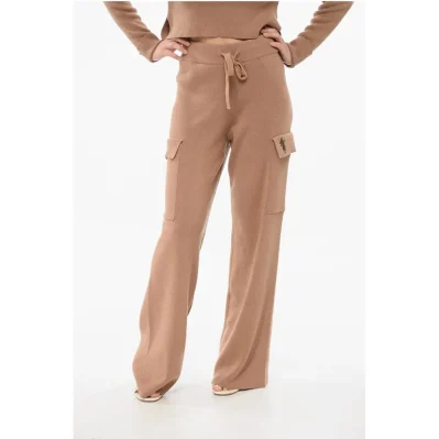 Cashmere Blend Cargo Pants with Elastic Waistband