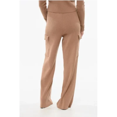 Cashmere Blend Cargo Pants with Elastic Waistband