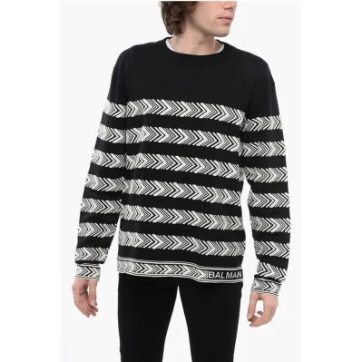 Crew Neck Chevron Virgin Wool Sweater