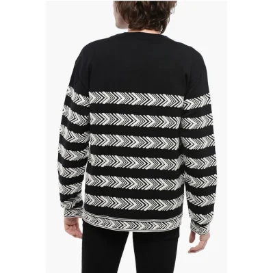 Crew Neck Chevron Virgin Wool Sweater
