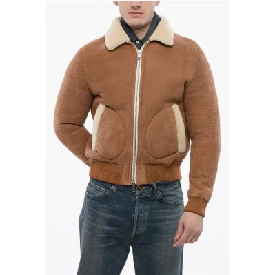 Monogrammed Shearling Bomber Jacket