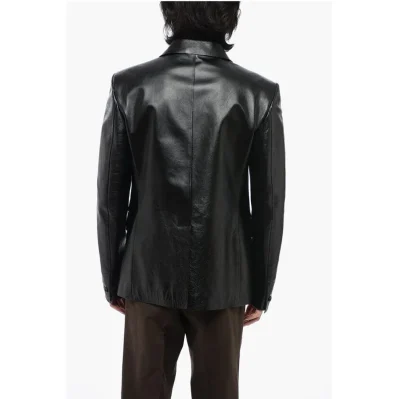 Single Breasted Hammered Leather Blazer