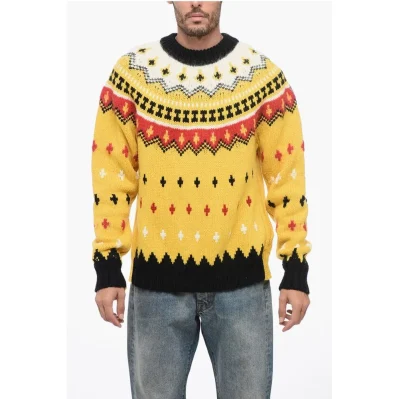 GRENOBLE Crew Neck Wool Blend Pullover with Fairisle Motif