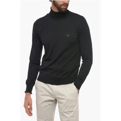 Turtleneck Wool Blend Sweater with Logo