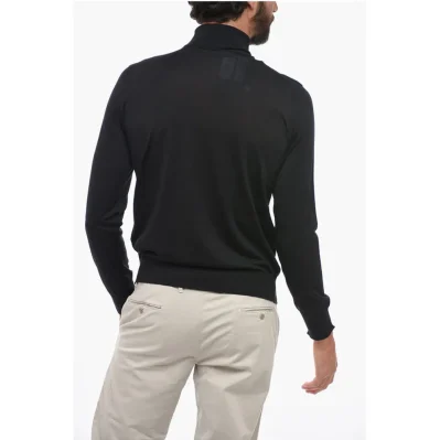 Turtleneck Wool Blend Sweater with Logo