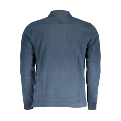 Blue Cotton Men Polo Shirt