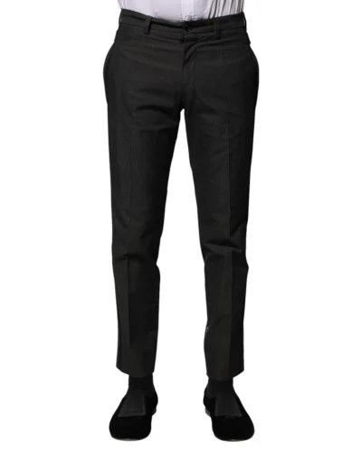 Gray Cotton Patterned Formal Pants