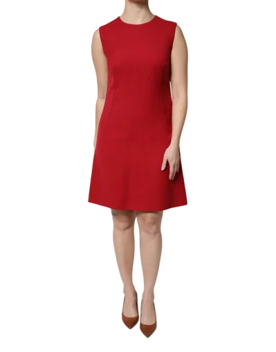 Red Wool Sleeveless KneeLength A-line Dress