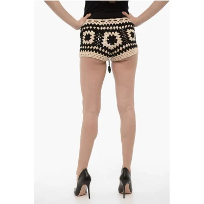 Crochet Shorts with Sequined Details