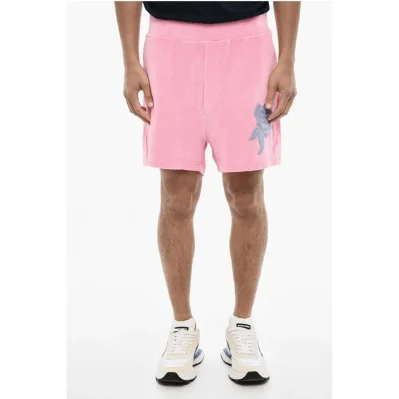 Chenille Shorts with Rose Embroidery