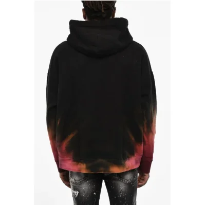 Fleeced-Cotton Hoodie with Gradient Hem