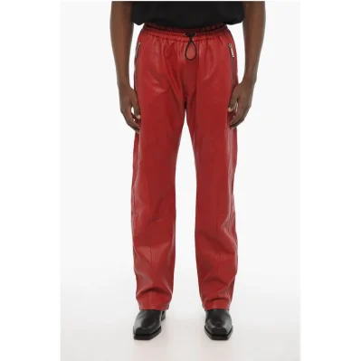 Drawstring Waist 2 Pockets Leather Pants