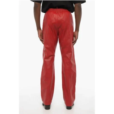 Drawstring Waist 2 Pockets Leather Pants