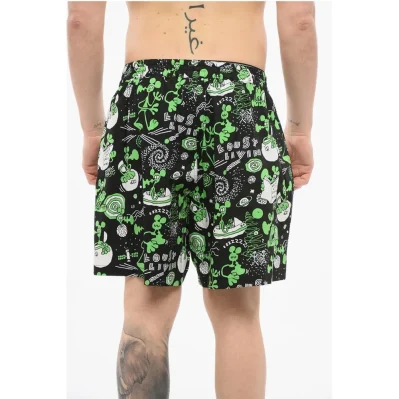 EYE MAN Patterned Lightweight Cotton Shorts