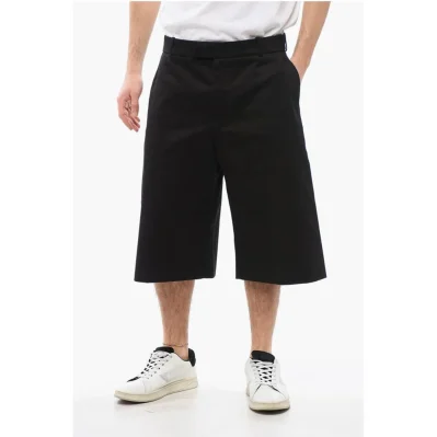 4-Pocketed Wide Leg Cotton Shorts