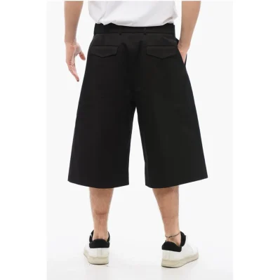 4-Pocketed Wide Leg Cotton Shorts
