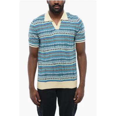 Relaxed-fit Polo with Geomtric Motif