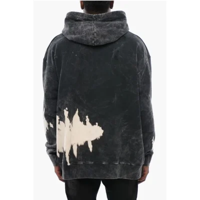Bleached Effect Brushed Cotton Hoodie