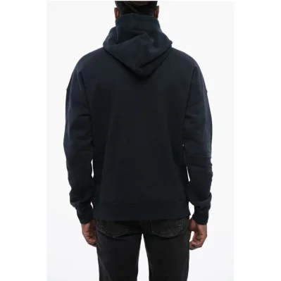 Solid Color S-ROB-HOOD-DOVAL-PJ Hoodie with Patch Pocket