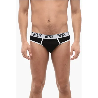 Set of 2 Stretch Cotton Briefs with Logoed Elastic Band
