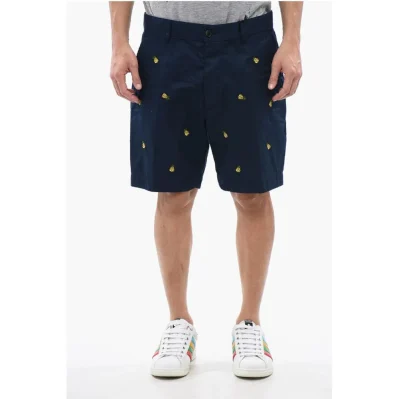 Cotton Shorts With Ananas Embroidery