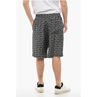 Chain Printed Silk Shorts with Elastic Waistband