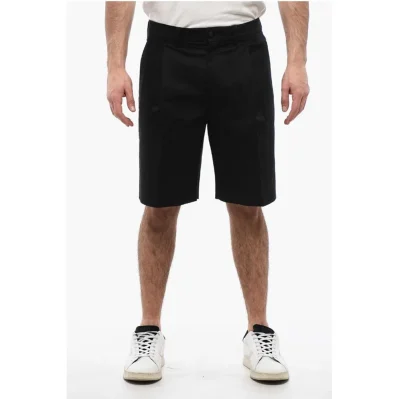 Solid Color Single Pleat Shorts with Belt Loops