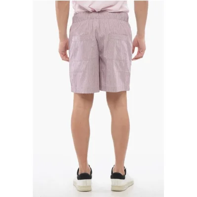 TEKLA Striped Cotton Shorts with Drawstring Waist