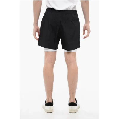 Double-layered Running Shorts with Side Logoed Bands