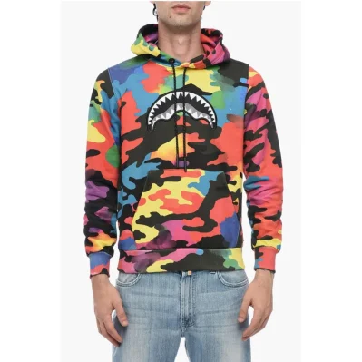 Multicolored Hoodie Sweatshirt with Embroidered Logo