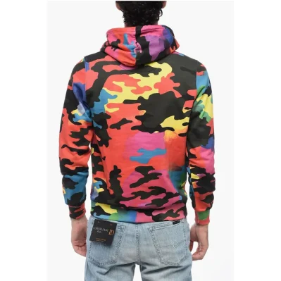 Multicolored Hoodie Sweatshirt with Embroidered Logo