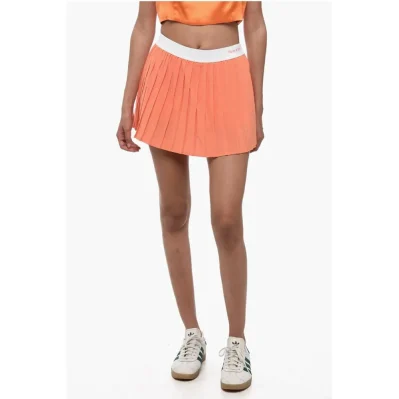 Pleated Mini Skirt with Logoed Elastic Band