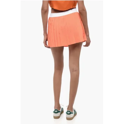 Pleated Mini Skirt with Logoed Elastic Band