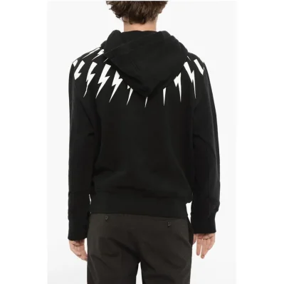 Fleeced Cotton FAIRISLE THUNDERBOLT Hoodie