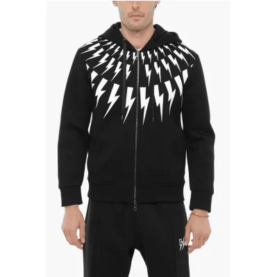 Slim Fit FAIRISLE THUNDELBOLT Neoprene Hoodie