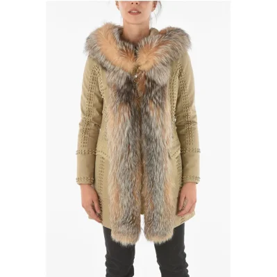 COUTURE Studded Fox Fur Edged AMAZING FUR Parka