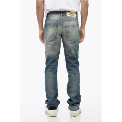Skinny Fit Vintage Wash Denims with Fringed Hem 16cm