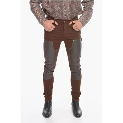 Stretchy WORKMAN Skinny Denims with Leather Detailing 15cm